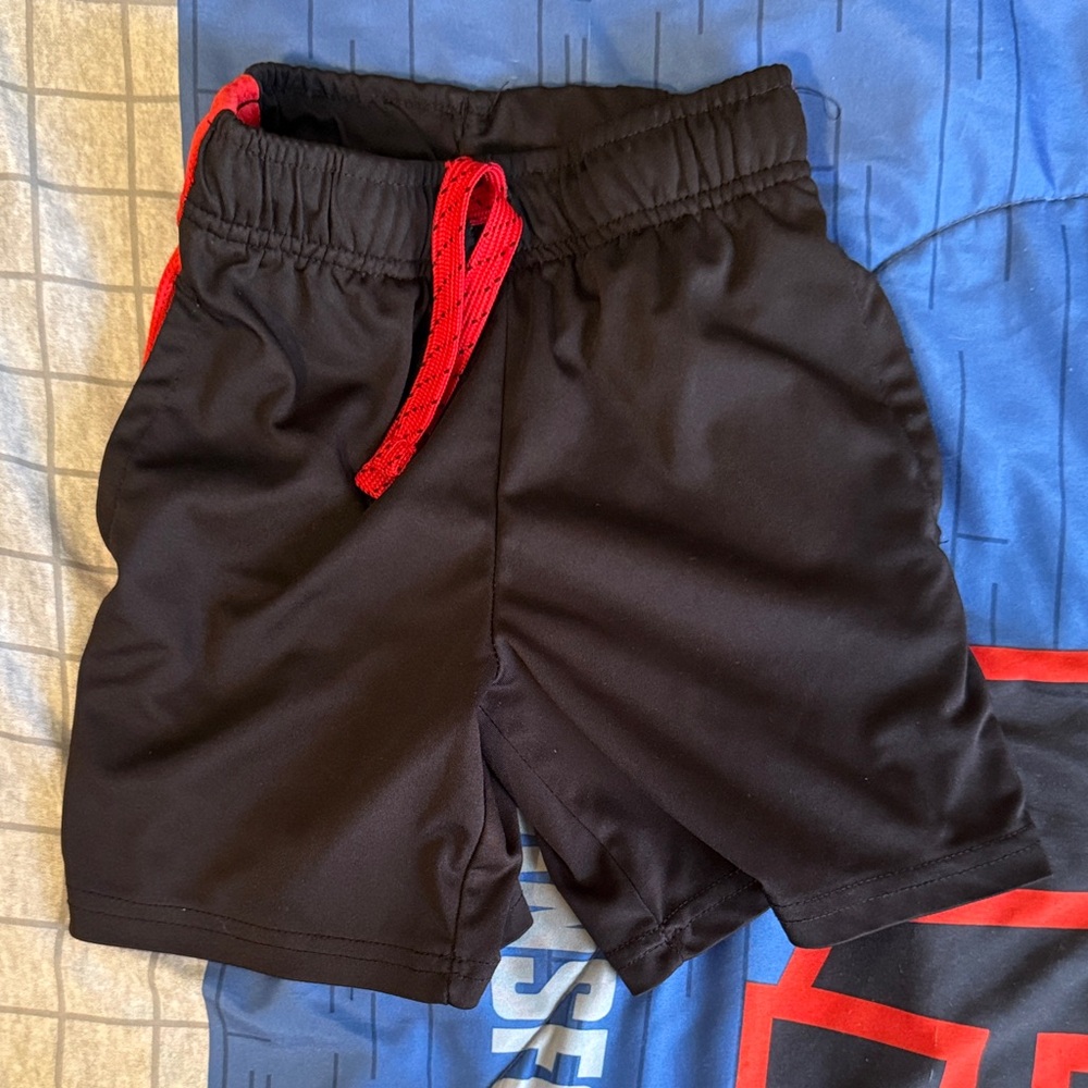 Kids Black Shorts with Red Drawstring